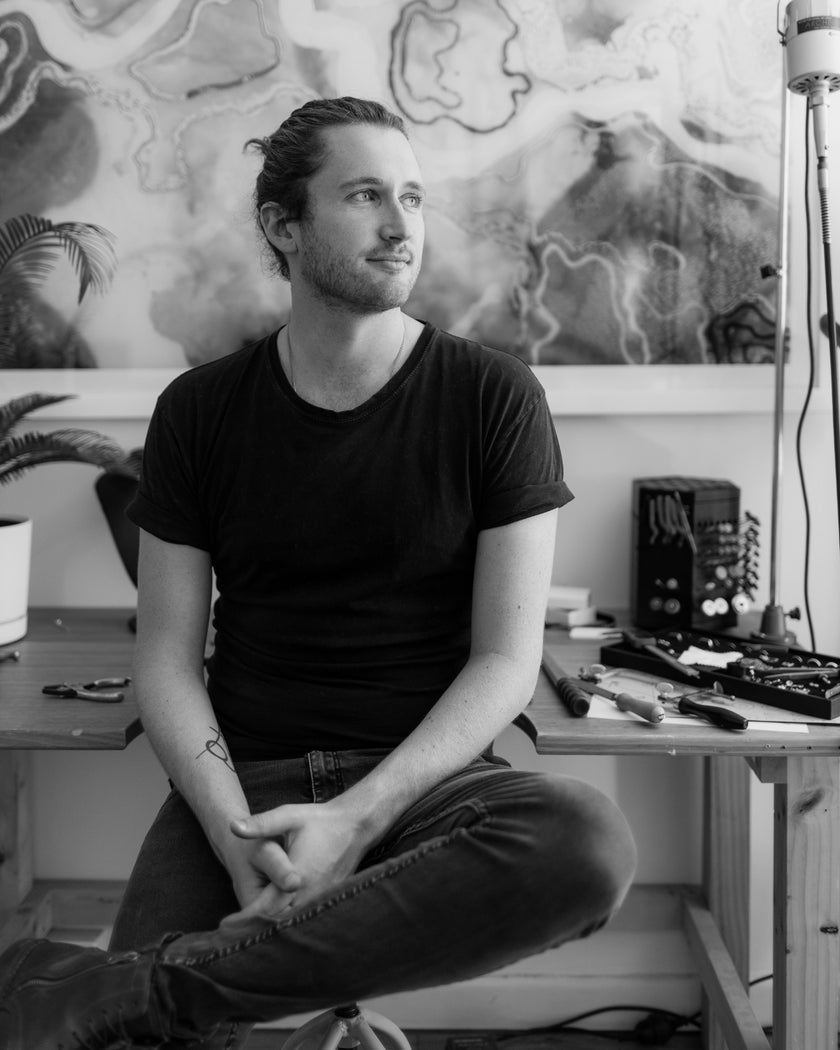 William Drury at his jewellery bench in Melbourne